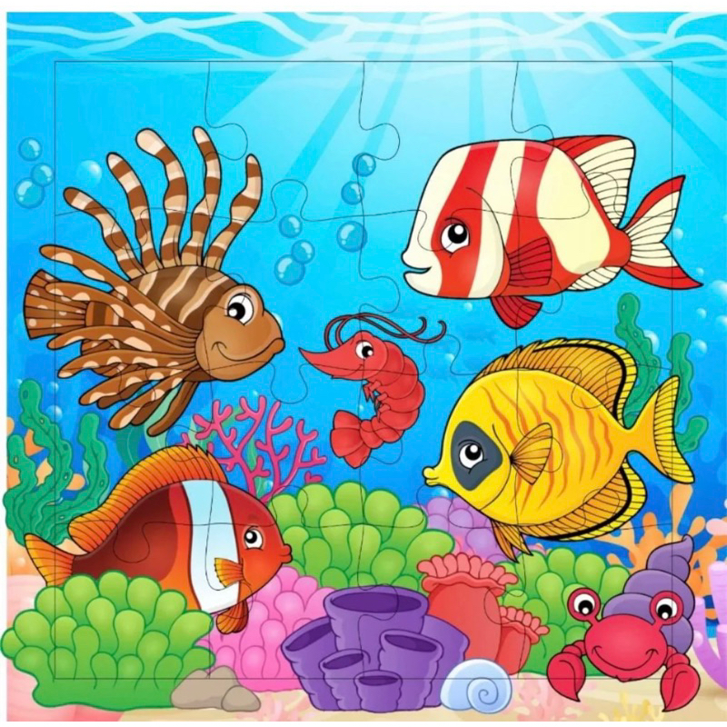 Kit 12 Jogos Quebra Cabeça Infantil em Madeira Mdf 16 peças cada (12 unidades)