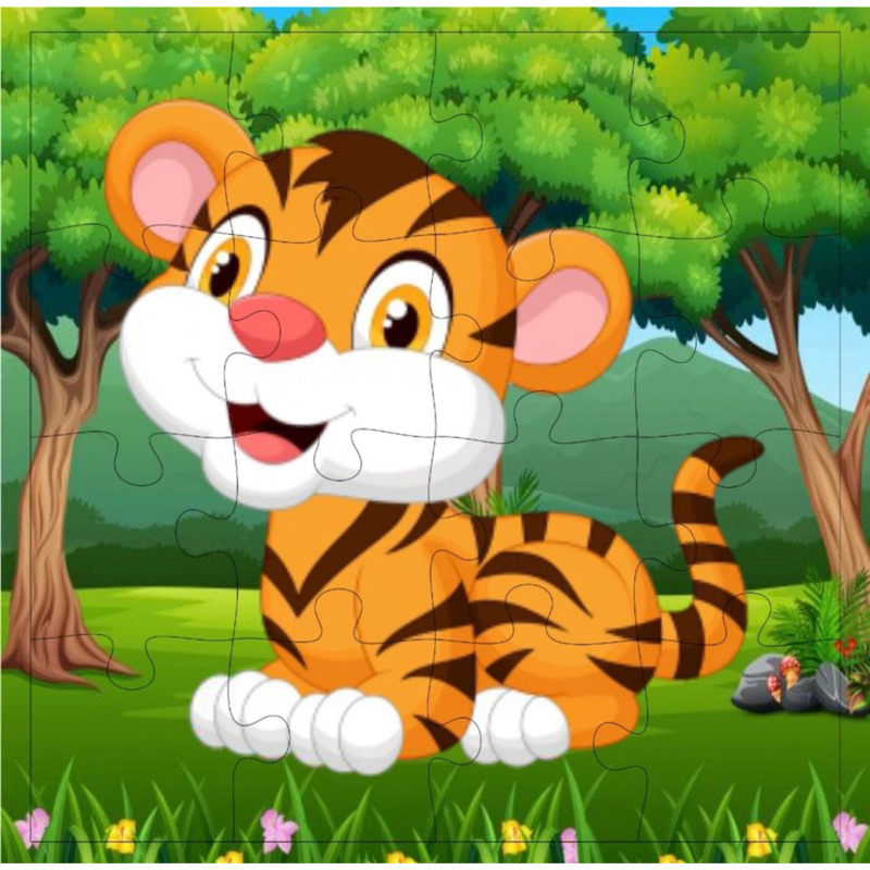 Kit 12 Jogos Quebra Cabeça Infantil em Madeira Mdf 16 peças cada (12 unidades)