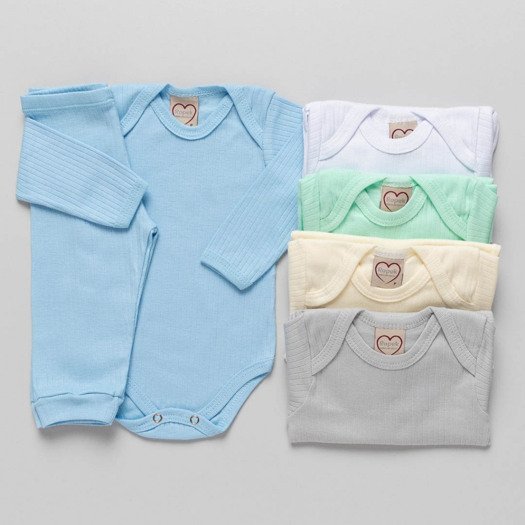 Kit 10 Peças Conjunto Body Manga Longa + Liso Infantil Bebê Menino e Menina