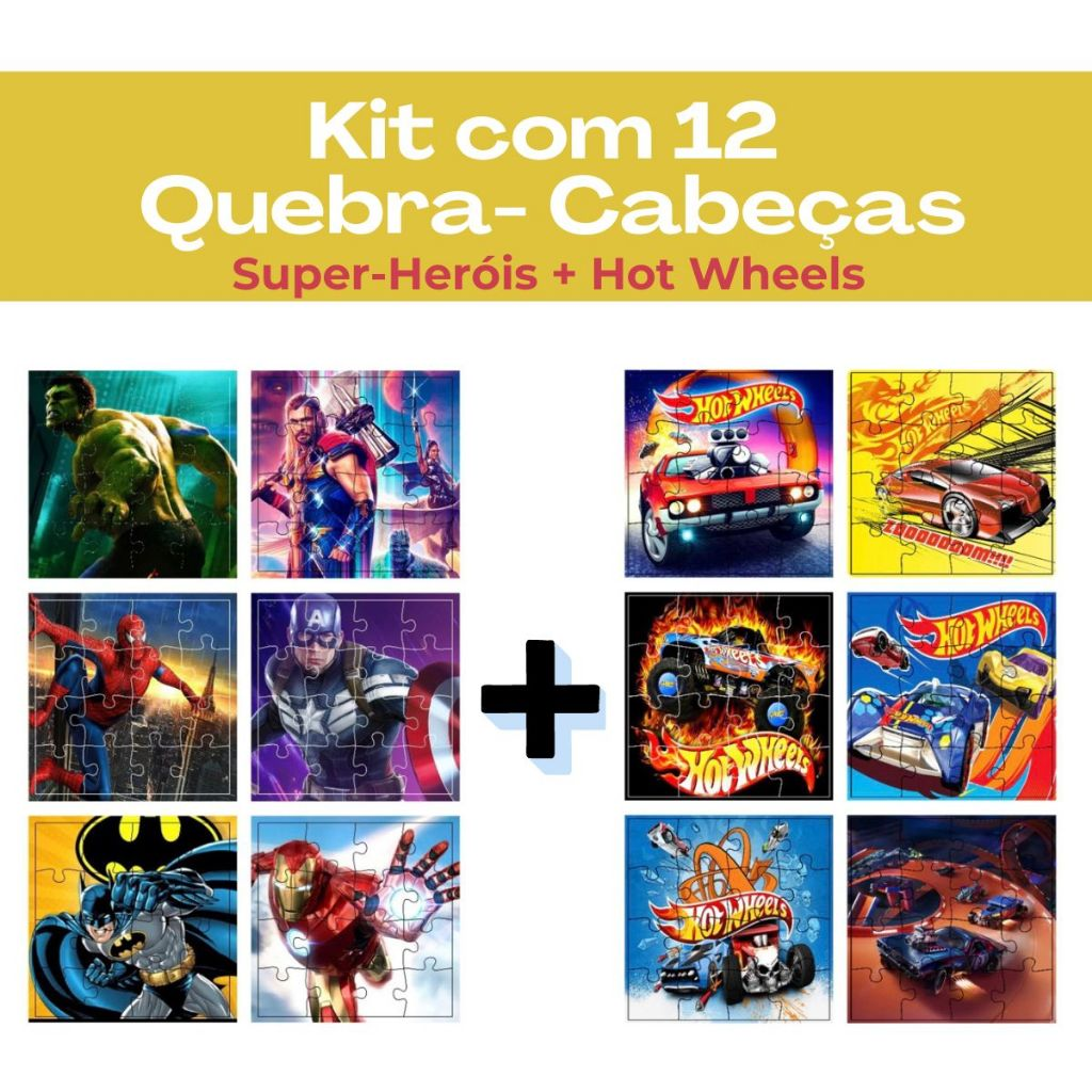 Kit 12 Jogos Quebra Cabeça Infantil em Madeira Mdf 16 peças cada (12 unidades)