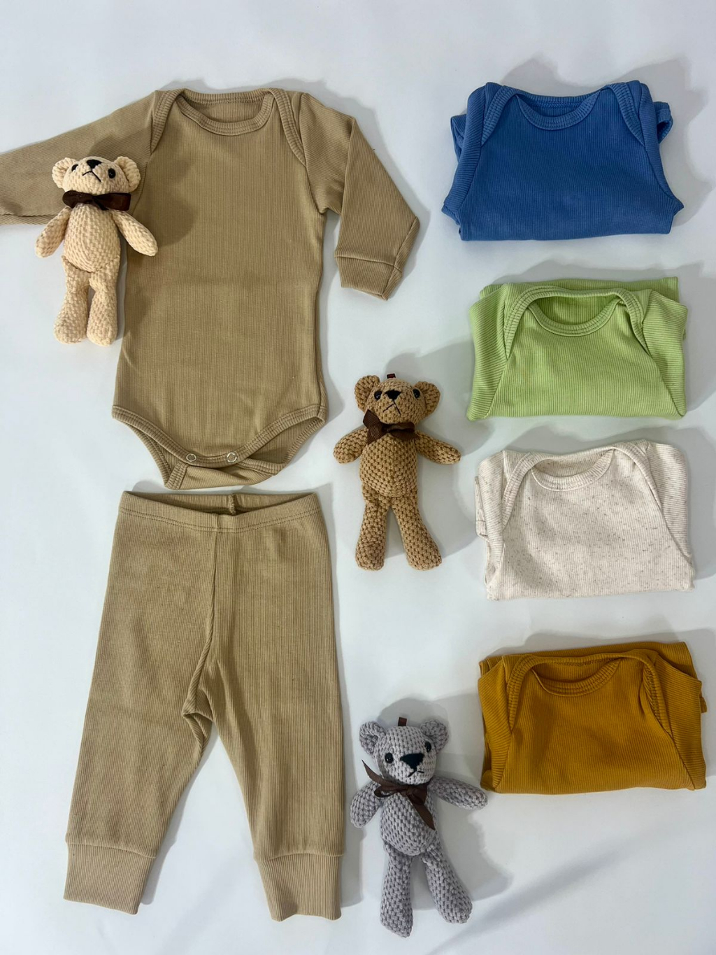 Kit 5 Conjunto Infantil de Body e Calça Bebê de Ribana Menino Confortavél do RN ao 3 Anos