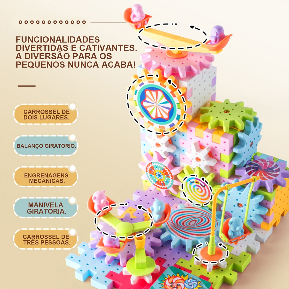 Brastoy Blocos de Montar Construção Engrenagens STEAM Brinquedo 165 Peças