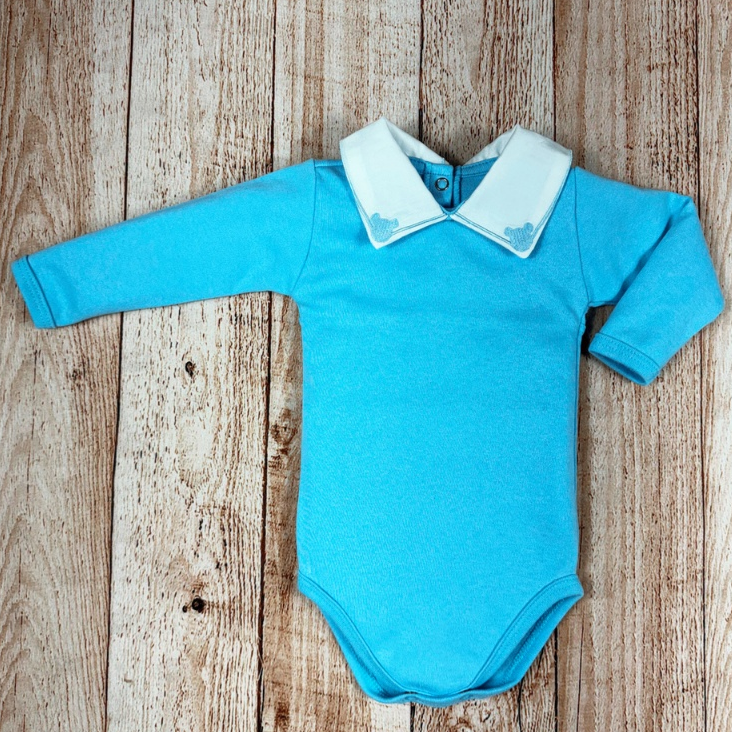 Body Bebe Menino Recem Nascido Gola Bordada