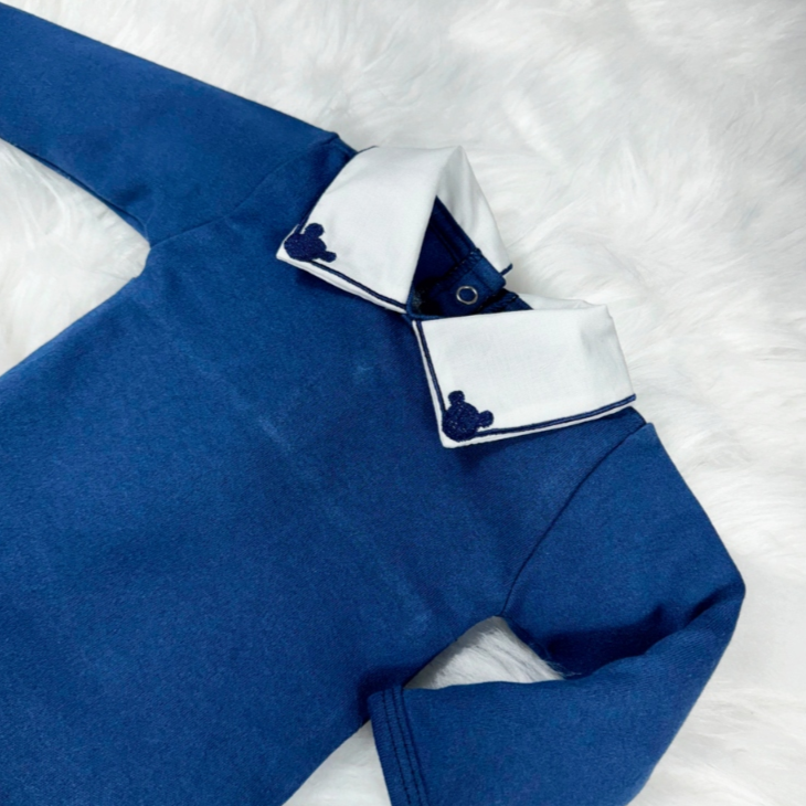 Body Bebe Menino Recem Nascido Gola Bordada