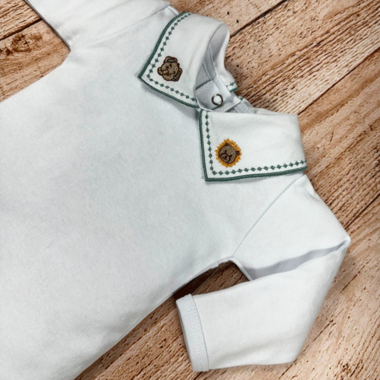 Body Bebe Menino Recem Nascido Gola Bordada