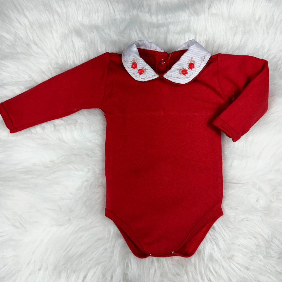 Body Bebe Menina Recem Nascido Gola Bordada