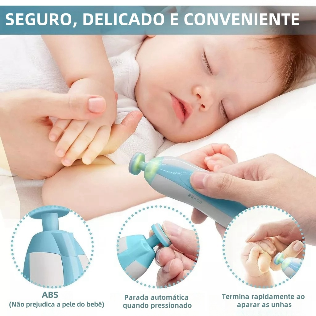 Lixa de Unha Elétrico Aparador Cortador Para Bebê Infantil Rosa/Azul