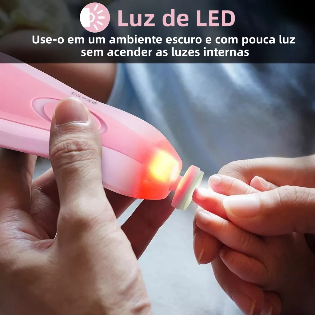 Lixa de Unha Elétrico Aparador Cortador Para Bebê Infantil Rosa/Azul