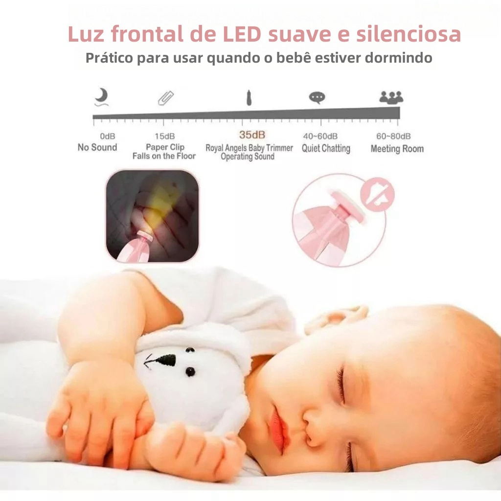 Lixa de Unha Elétrico Aparador Cortador Para Bebê Infantil Rosa/Azul