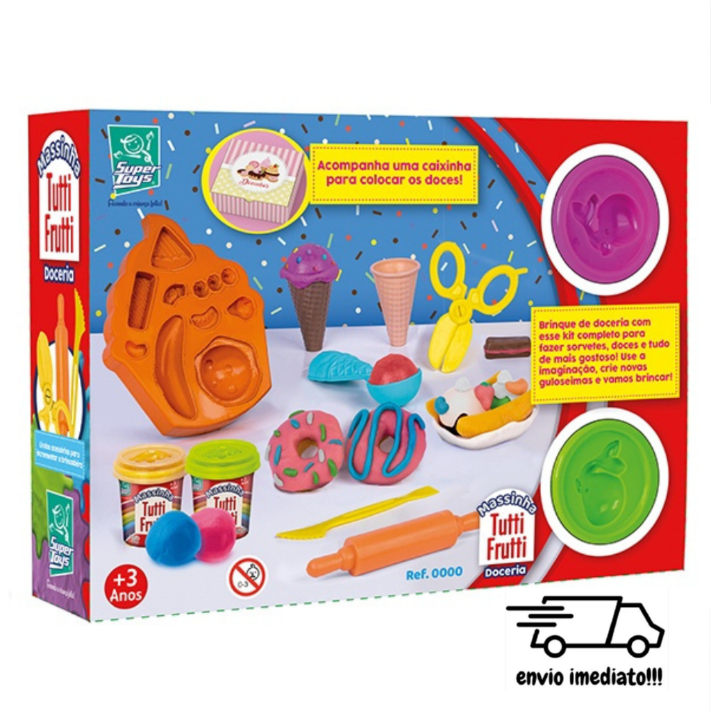 Massinha de Modelar Infantil Doceria Com Cheiro de Tutti-Frutti + Acessórios - Super Toys