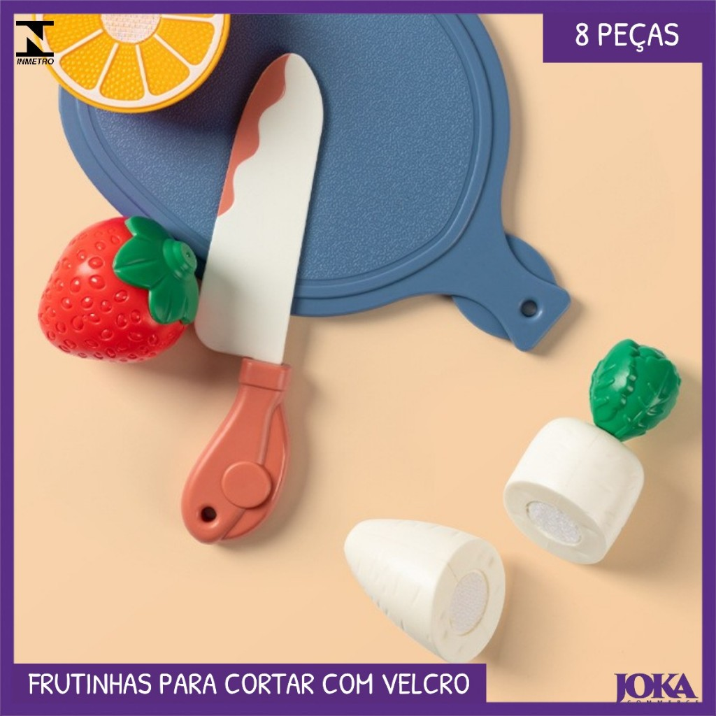 Brinquedo Montessori Frutas E Legumes De Cortar Ensina Comer