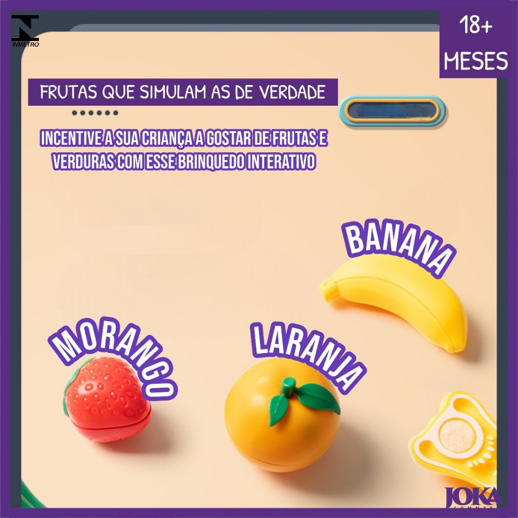 Brinquedo Montessori Frutas E Legumes De Cortar Ensina Comer