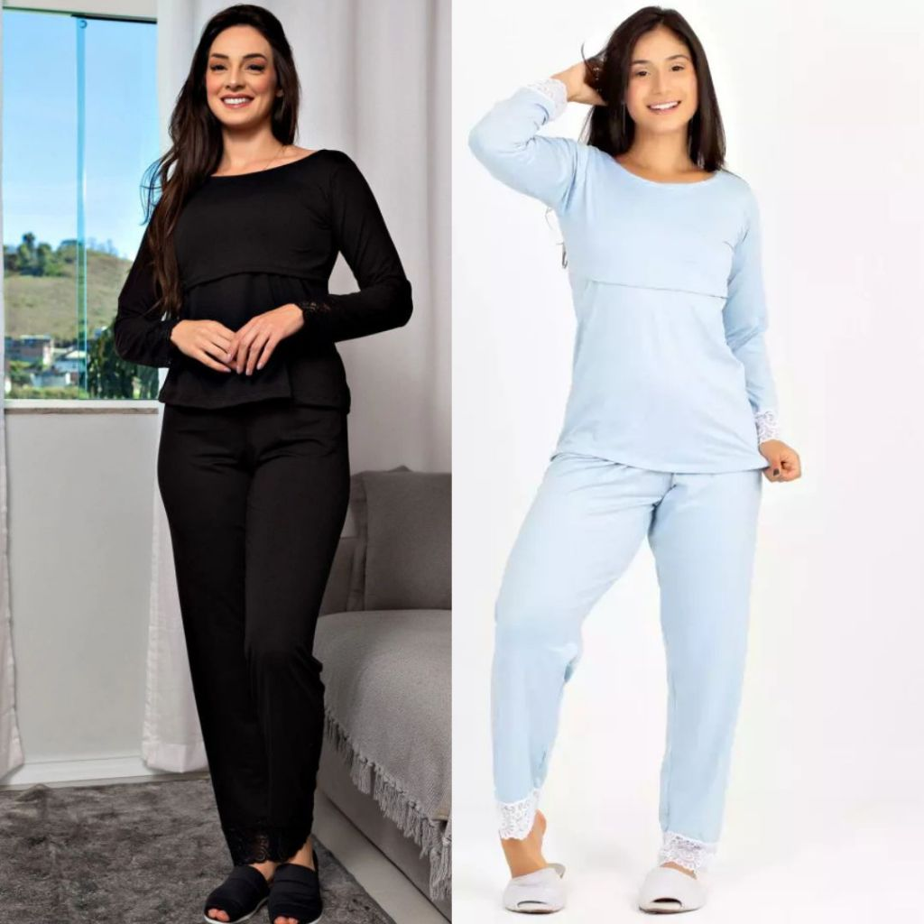 ConfortGest™ – Kit 2 Pijamas de Amamentação & Gestante