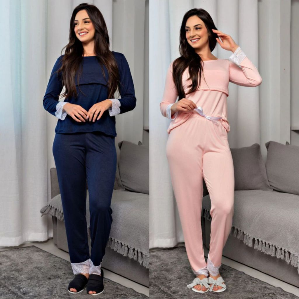 ConfortGest™ – Kit 2 Pijamas de Amamentação & Gestante