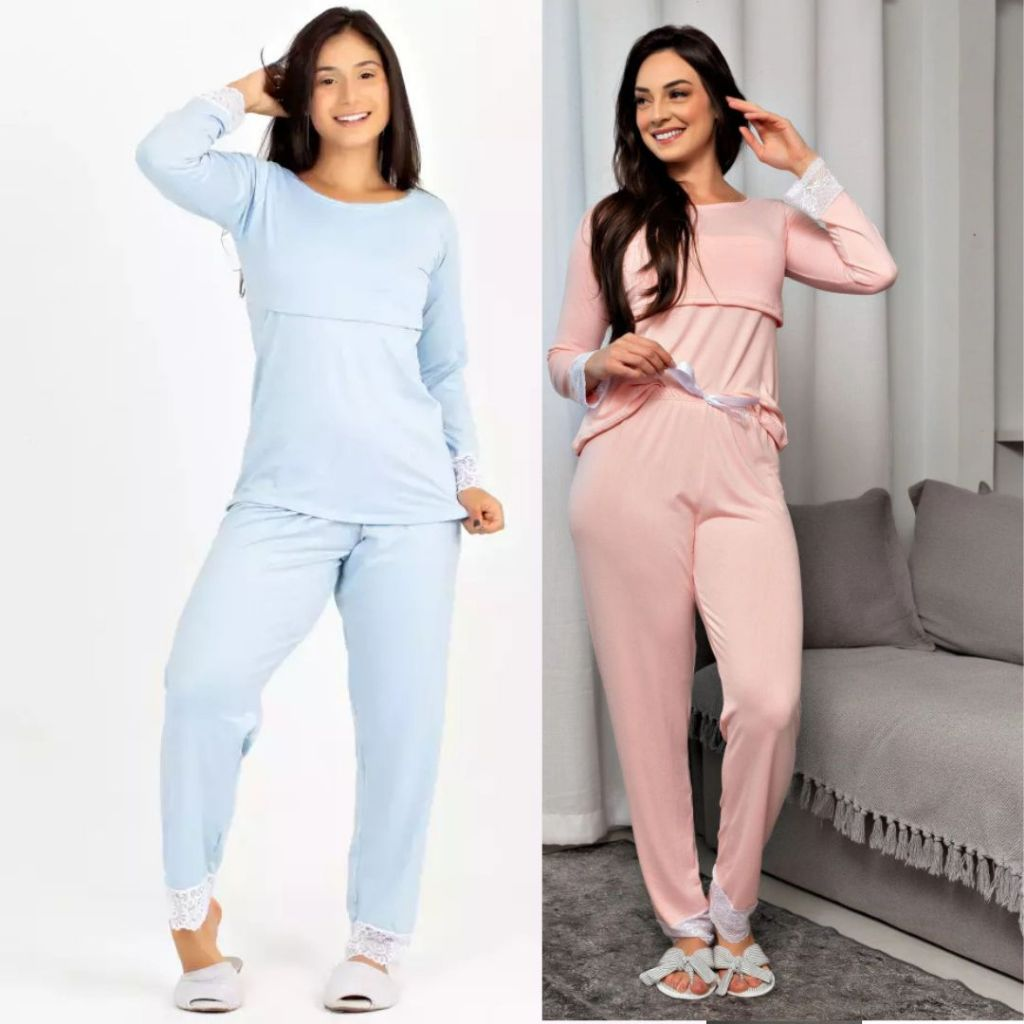 ConfortGest™ – Kit 2 Pijamas de Amamentação & Gestante