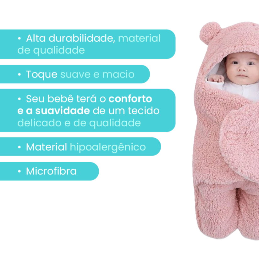 Saco de Dormir Bebe Ursinha Menina e Menino Maternidade | 6 Cores Disponíveis