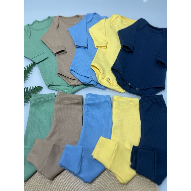 Kit 5 Conjunto Infantil de Body e Calça Bebê de Ribana Menino Confortavél do RN ao 3 Anos