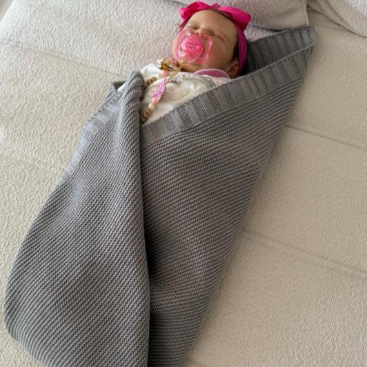 Manta Cobertor Tricot Bebê Saída Maternidade Recém Nascido Lã