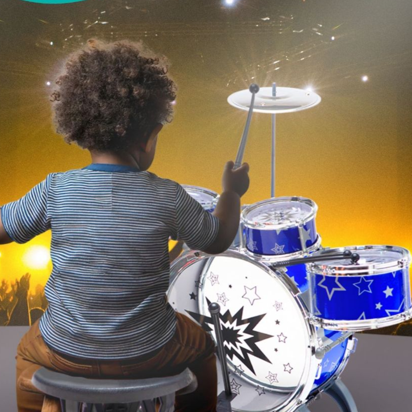 Mini Bateria Infantil Instrumento Brinquedo Musical Prato Tambor Baqueta