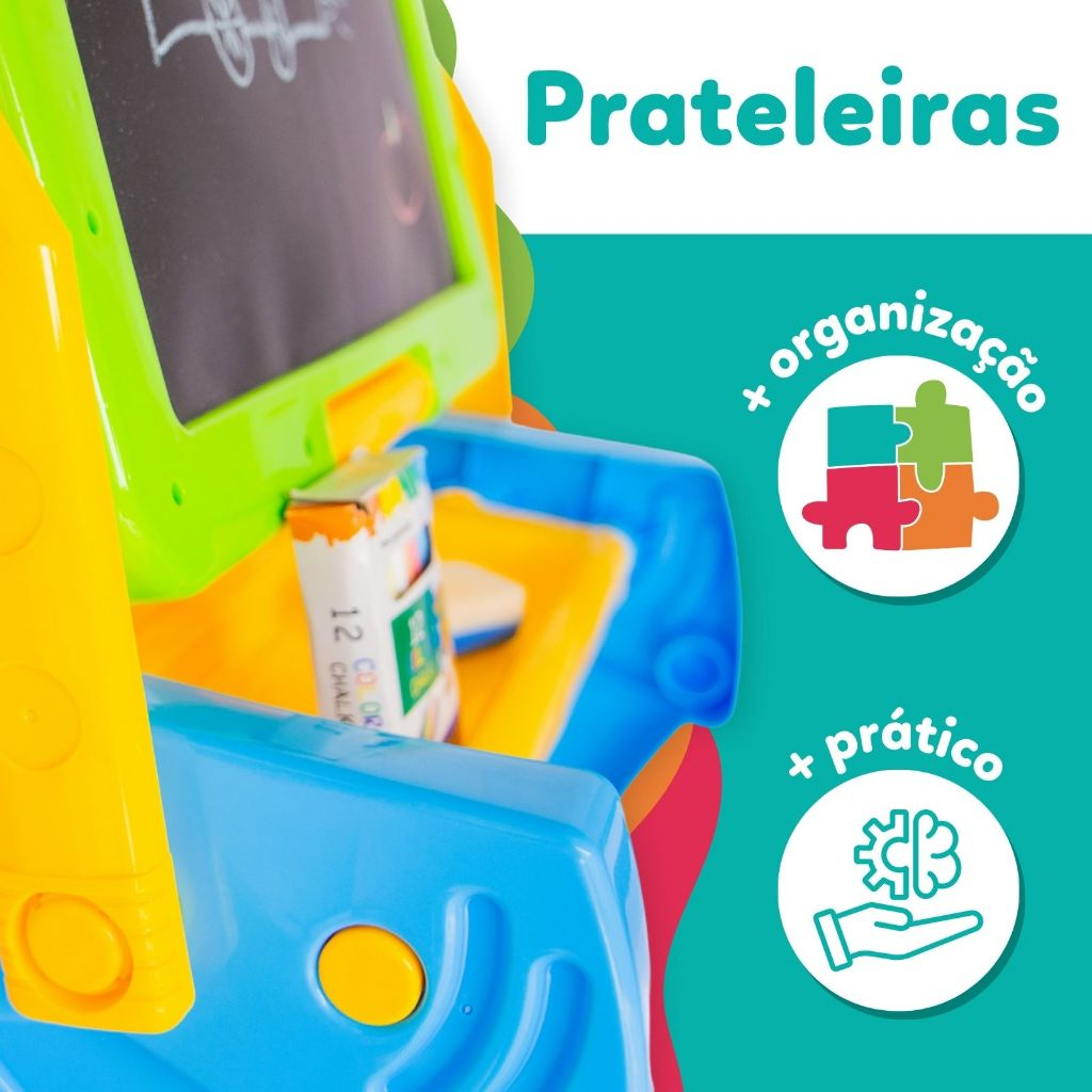 Mesa Infantil Lousa Mágica Mesinha Interativa de Desenho C/ Banco