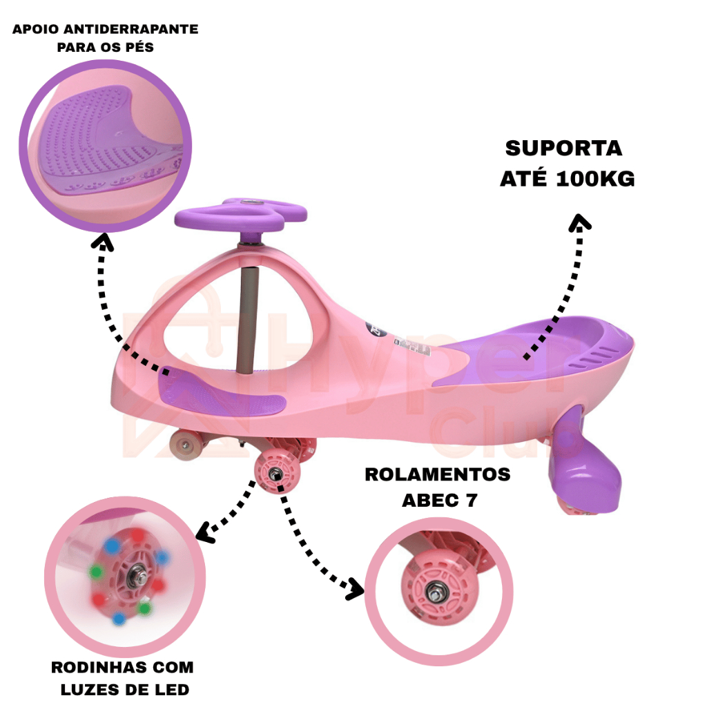 Carrinho de Rolimã Rodinhas de Gel com Led Brinquedo Gira 360 Drift Infantil 100kg