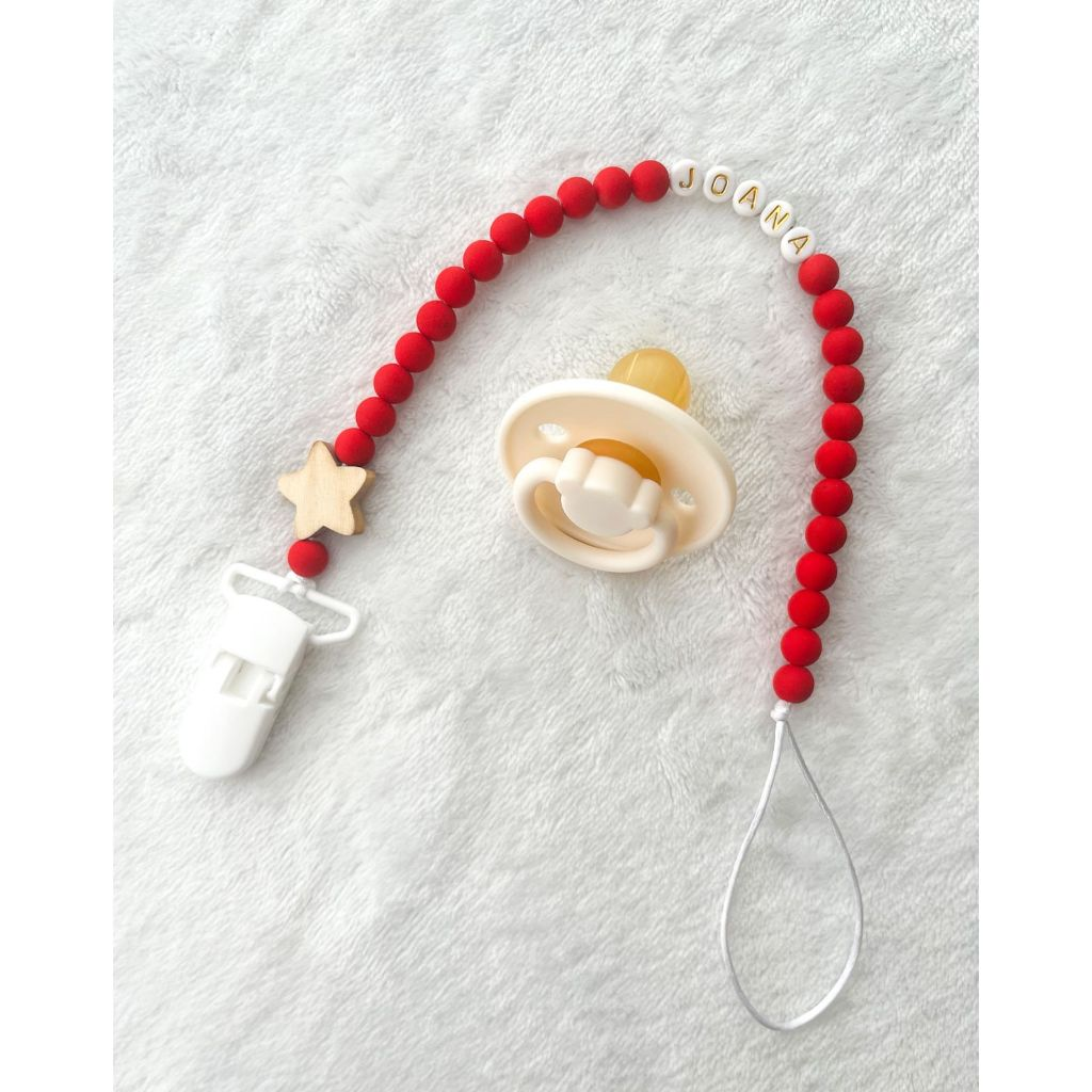 Prendedor de chupeta personalizado com nome para bebês