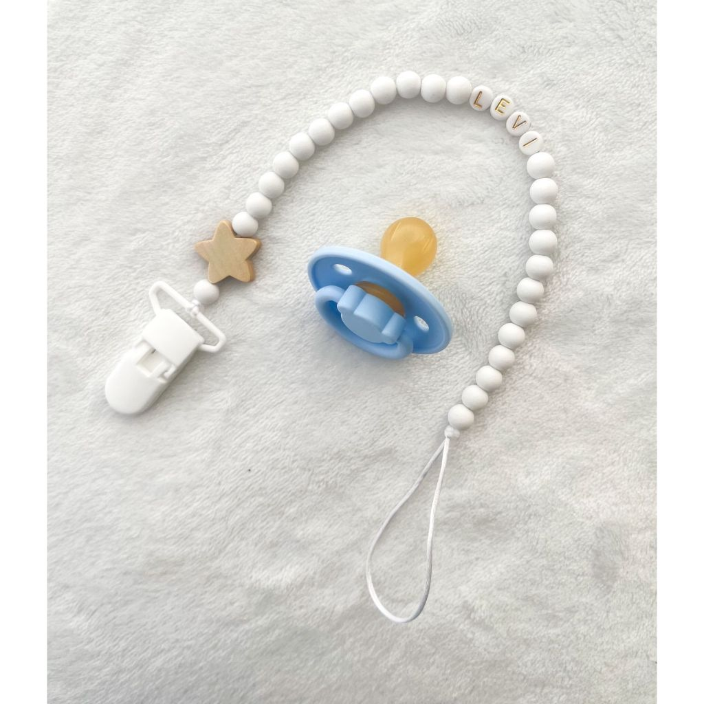 Prendedor de chupeta personalizado com nome para bebês