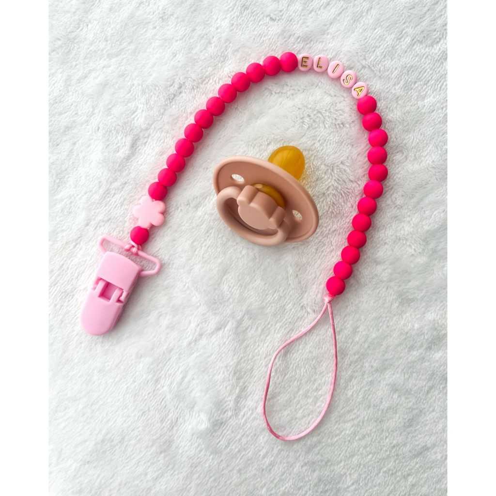 Prendedor de chupeta personalizado com nome para bebês