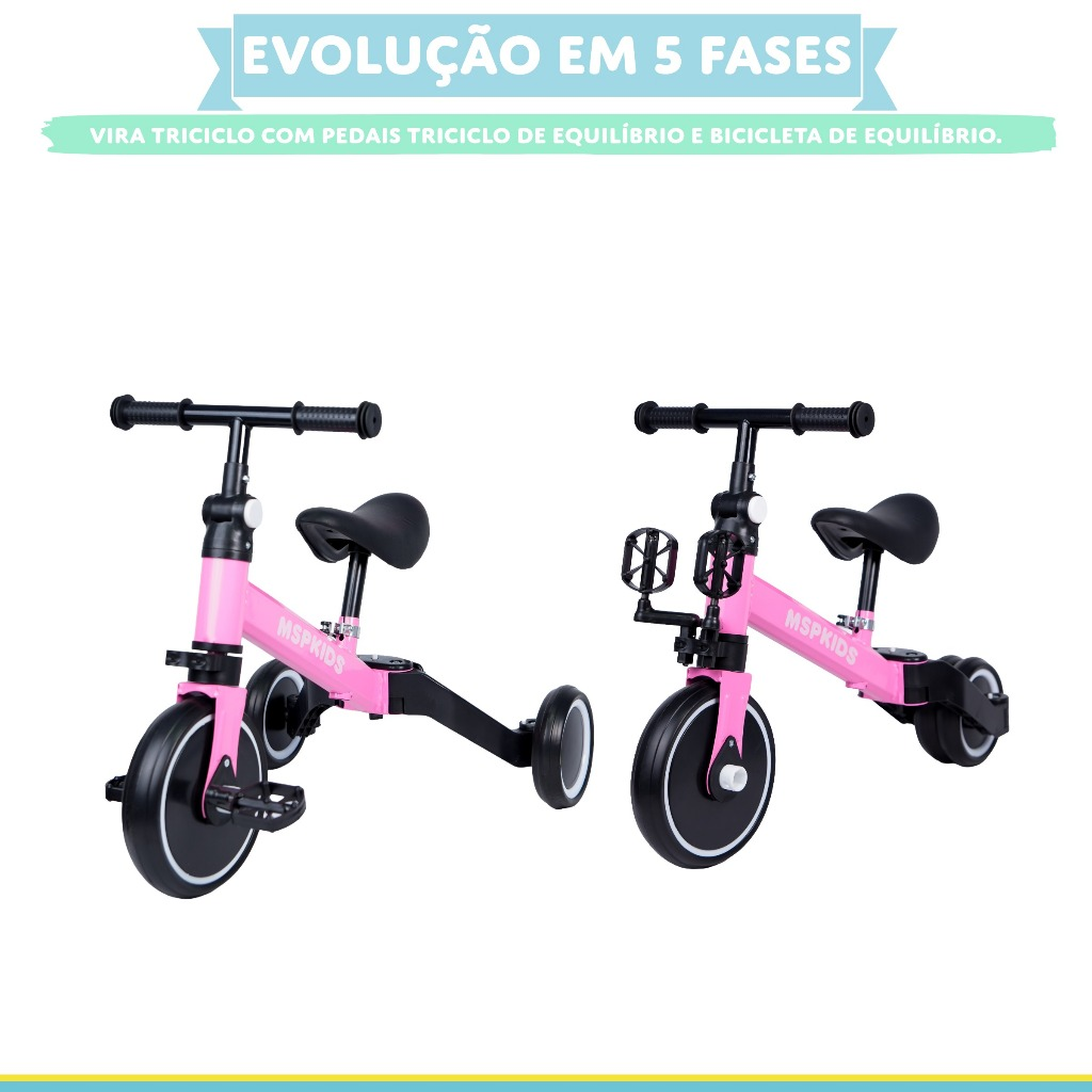 Triciclo Infantil 5 em 1 – Cresce com Seu Filho! De Passeio a Bicicleta de Equilíbrio