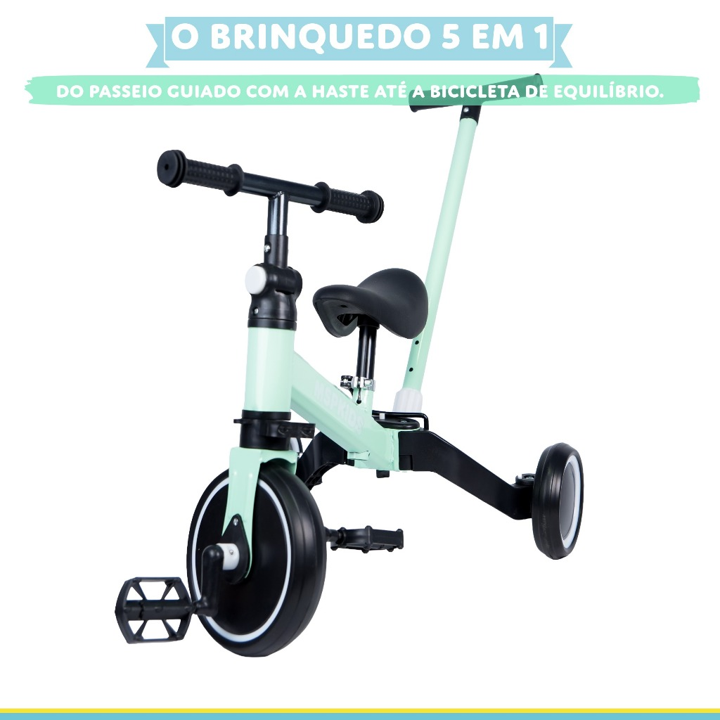 Triciclo Infantil 5 em 1 – Cresce com Seu Filho! De Passeio a Bicicleta de Equilíbrio