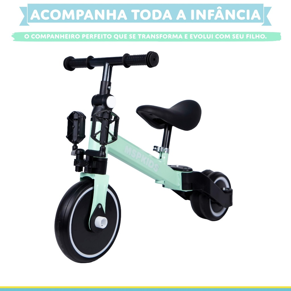 Triciclo Infantil 5 em 1 – Cresce com Seu Filho! De Passeio a Bicicleta de Equilíbrio
