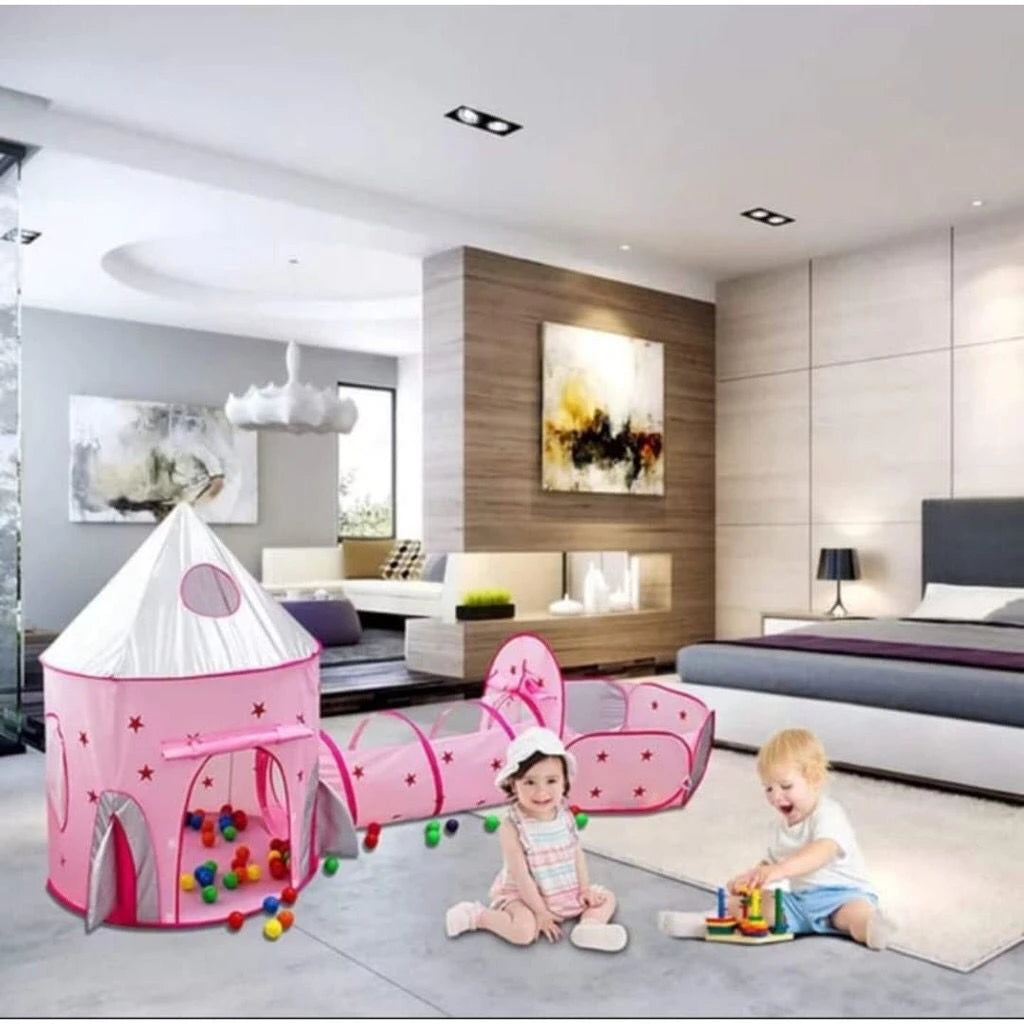 Barraca 3 em 1 Infantil Dobrável Piquenique das Princesas 3x1 Toca Tunel ENVIA RAPITAO