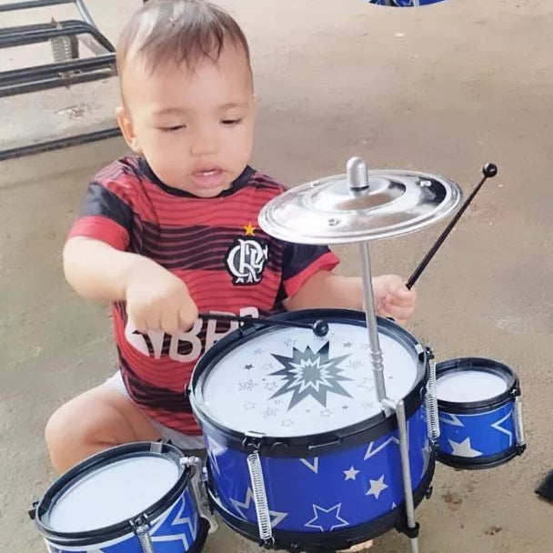 Mini Bateria Infantil Musical com Prato, Tambor e Baquetas