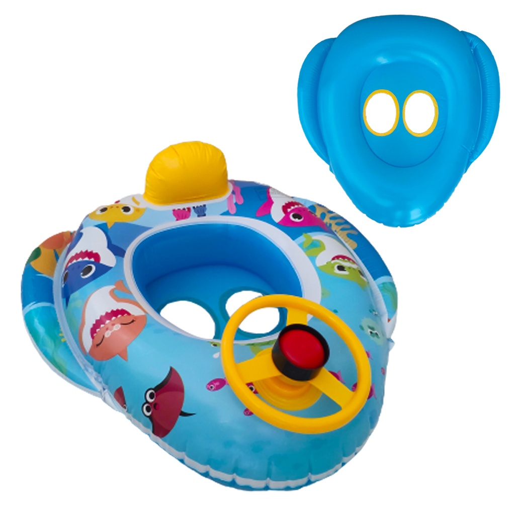 Boia Inflável p/ Bebês Tubarão ou Astronauti com Buzina e Fraldário