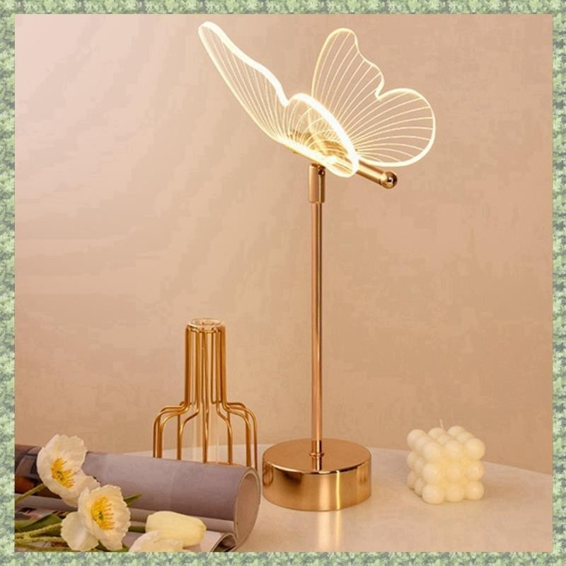 Candeeiro de mesa borboleta, luz noturna nórdica para quarto bivolt 3cors